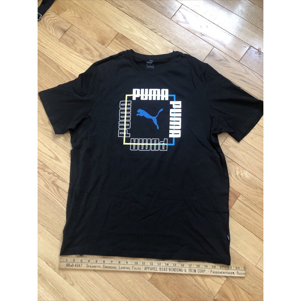 Puma Short Sleeve T Shirt XL Men Black‎ Graphic Logo NWT